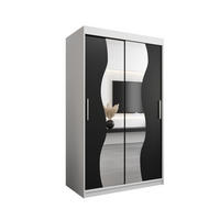 SCHWEBETÜRENSCHRANK 200/120/62 2-türig - Silberfarben/Schwarz, Holz/Kunststoff (120/200/62cm) - Abiks Möbel