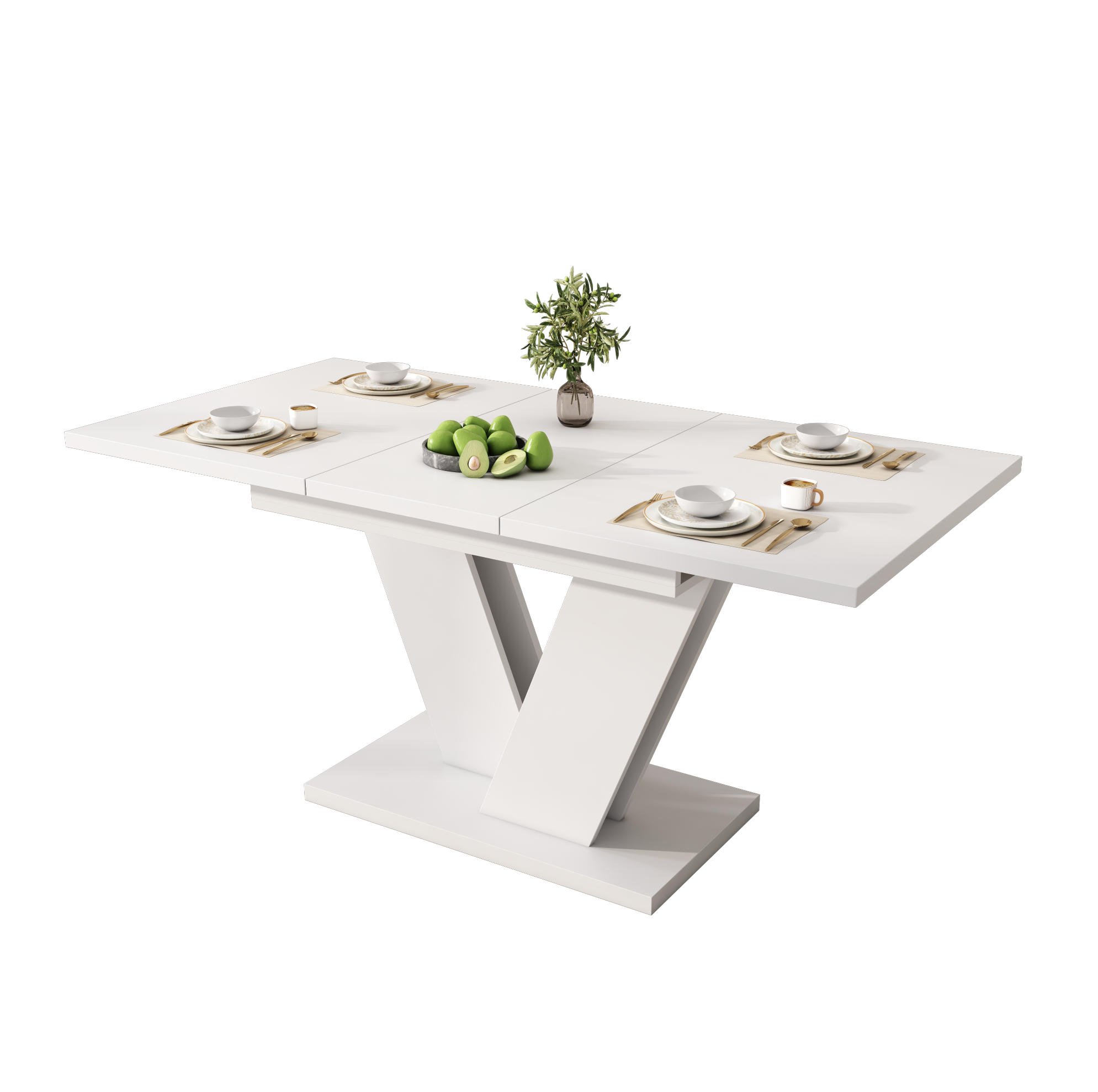 ESSTISCH 120/160/80 cm Weiß aus MDF mit Ausziehfunktion - Weiß, Holzwerkstoff (160/80/75cm) - OKMYHOME