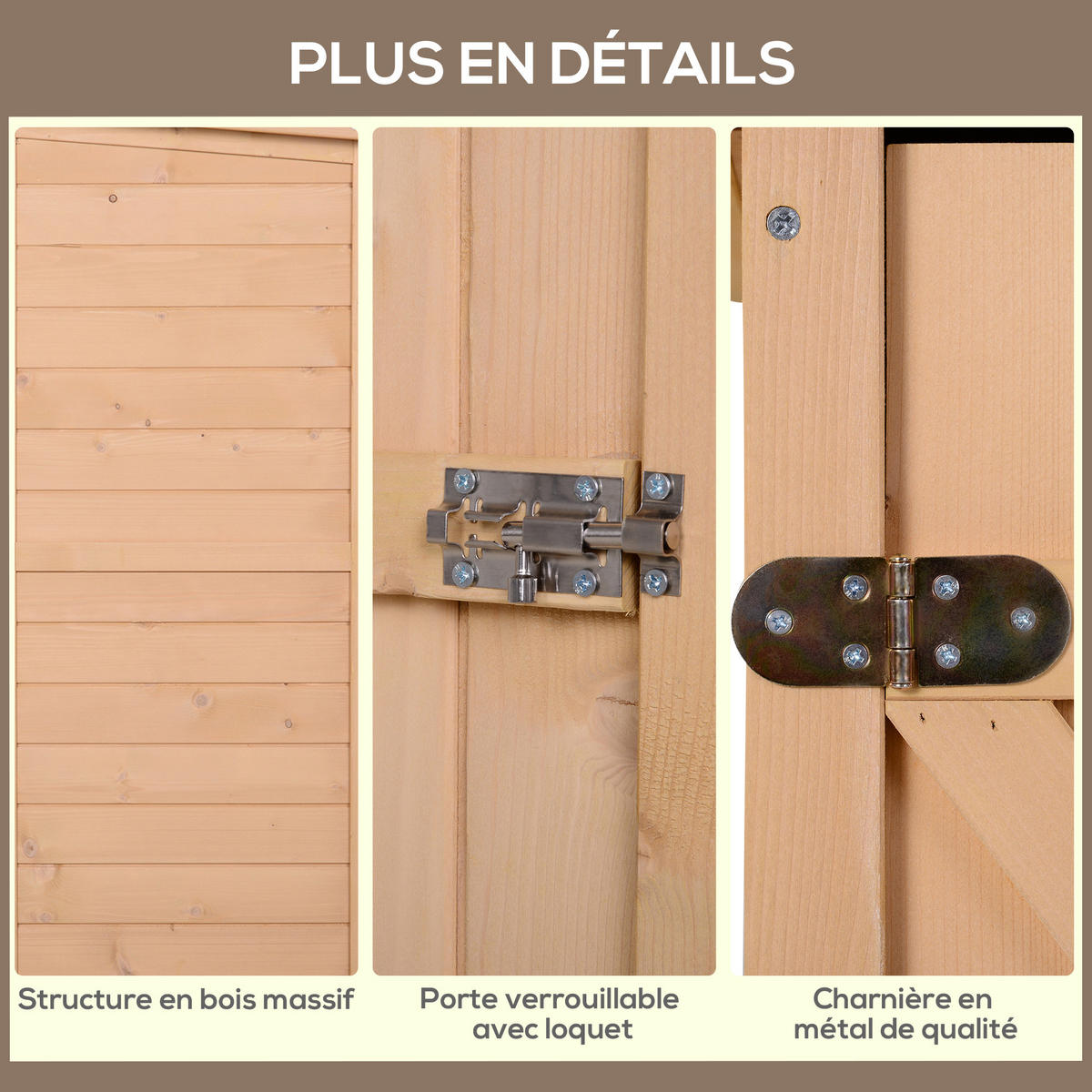 GERÄTESCHUPPEN DE-17568 große Tür mit Riegel, 2 Böden Naturholz - Naturfarben, Holz (75/115/56cm) - ComfortXL