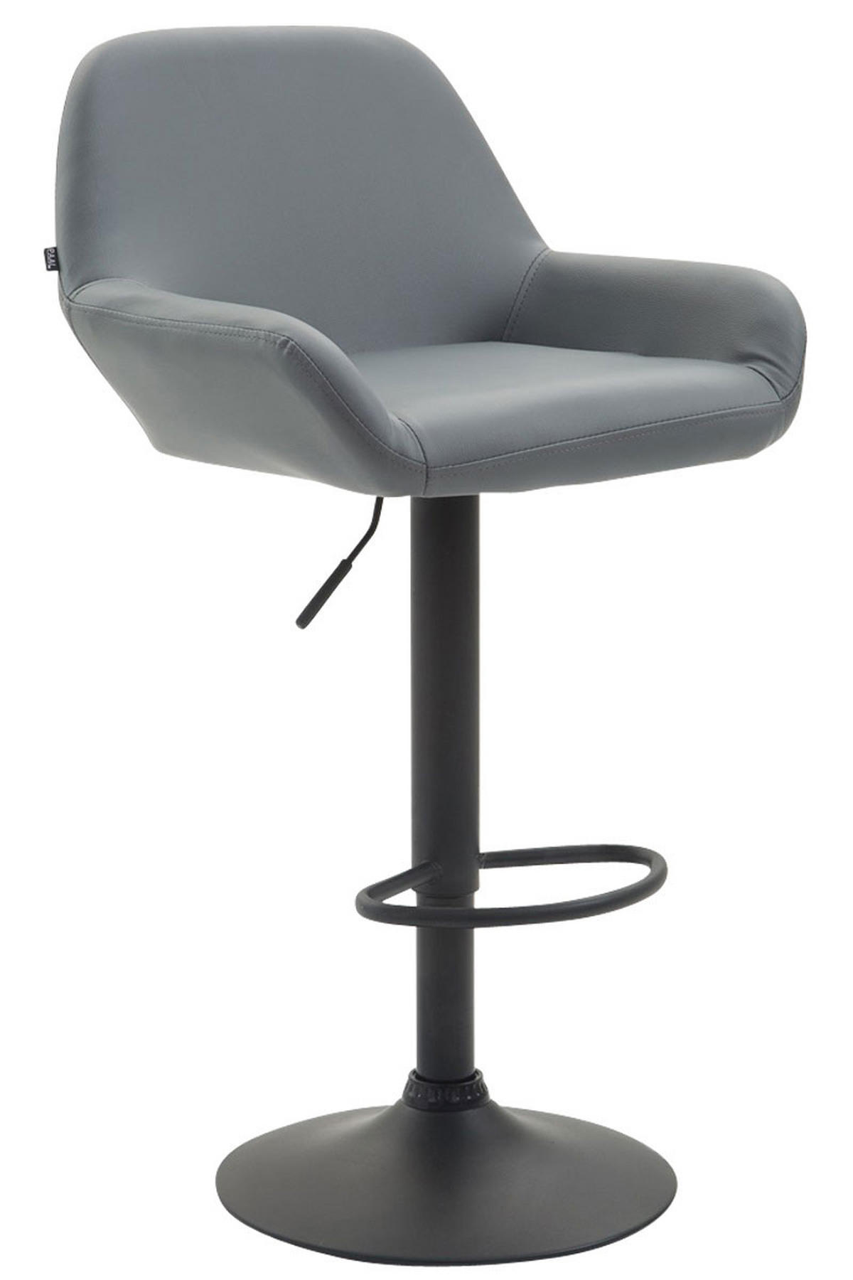 BARHOCKER DUBLIN Grau Kunstleder Schwarz - Grau, Leder/Metall (51/89/52cm) - DELUKE