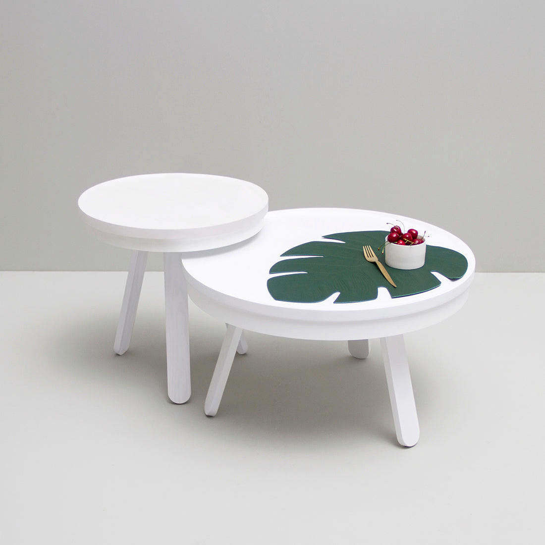 BEISTELLTISCH Batea S mit Tablett - Weiß, Holz (42/42/42cm) - Woodendot