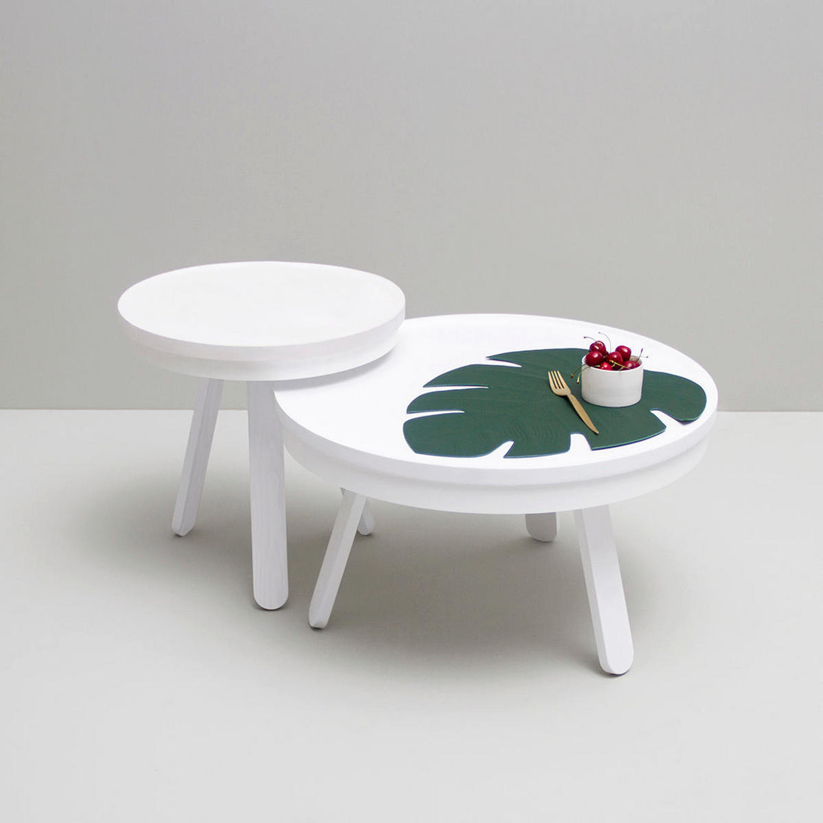 BEISTELLTISCH Batea S mit Tablett - Weiß, Holz (42/42/42cm) - Woodendot
