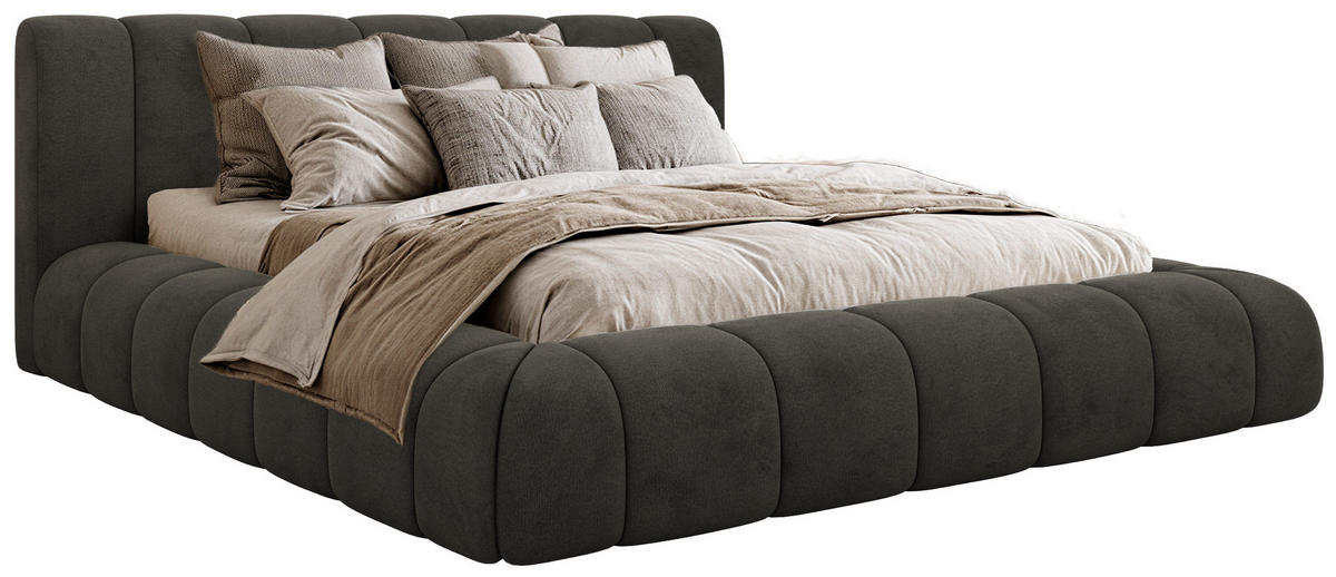 POLSTERBETT NUBEA CLASSIC 180/200 - Dunkelgrau Velvet - ohne Matratze - Dunkelgrau, Textil (180/200cm) - MKS
