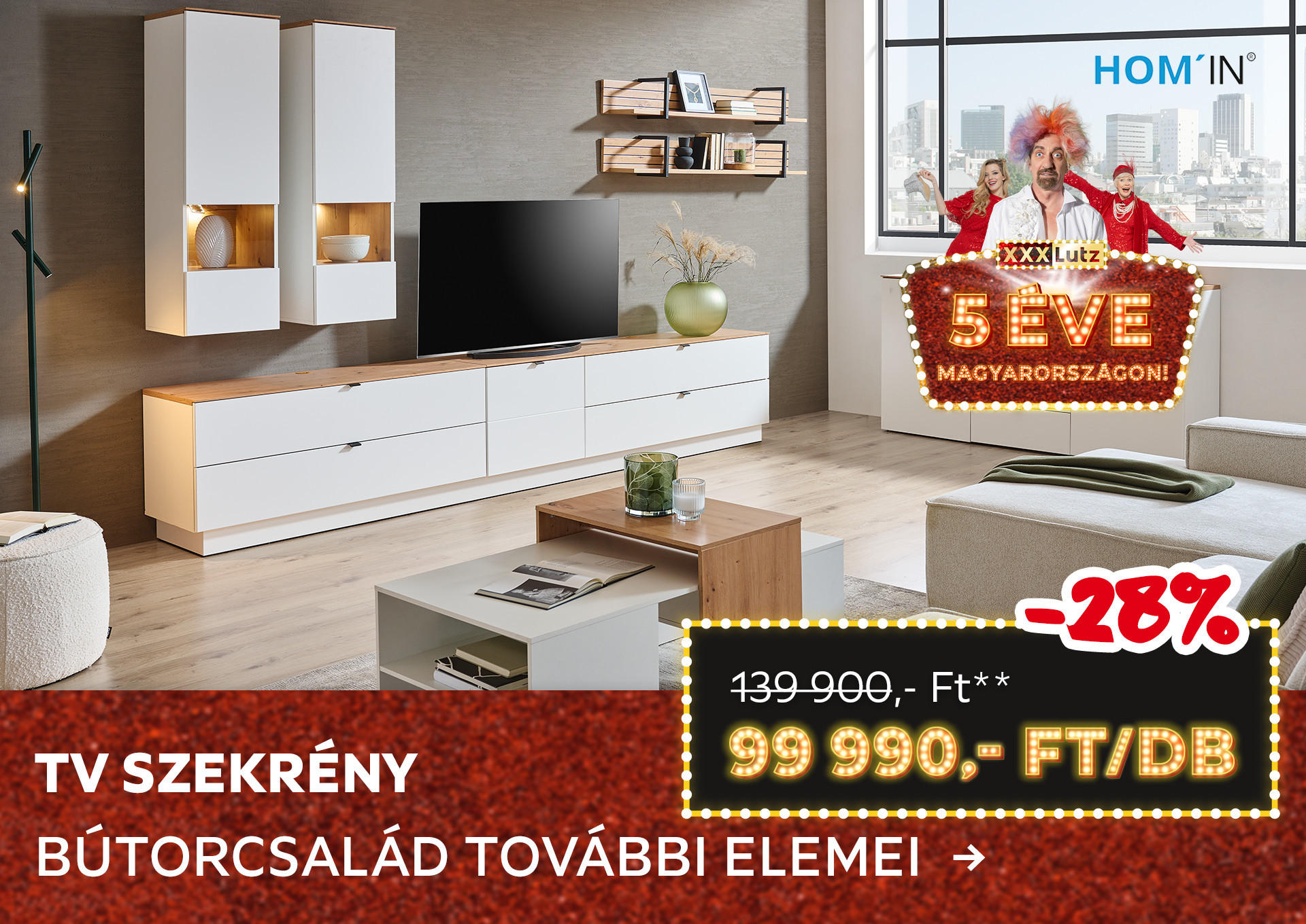 TV SZEKRÉNY  Kiemelt termék 139900 Ft.- helyett 99990 Ft.-