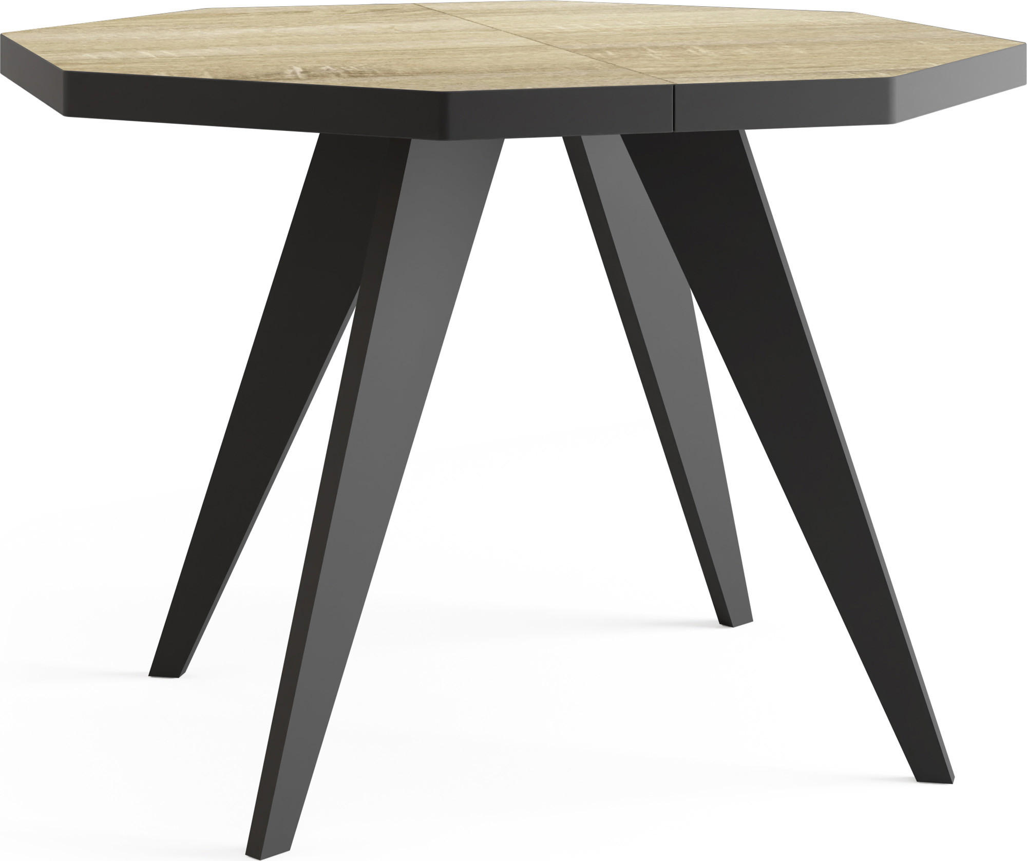 ESSTISCH Diamond Black achteckiger ausziehbarer, Sonoma Eiche 100-150/100/76 cm - Schwarz/Sonoma Eiche, Holz/Holzwerkstoff (100/100/77cm) - WFL GROUP