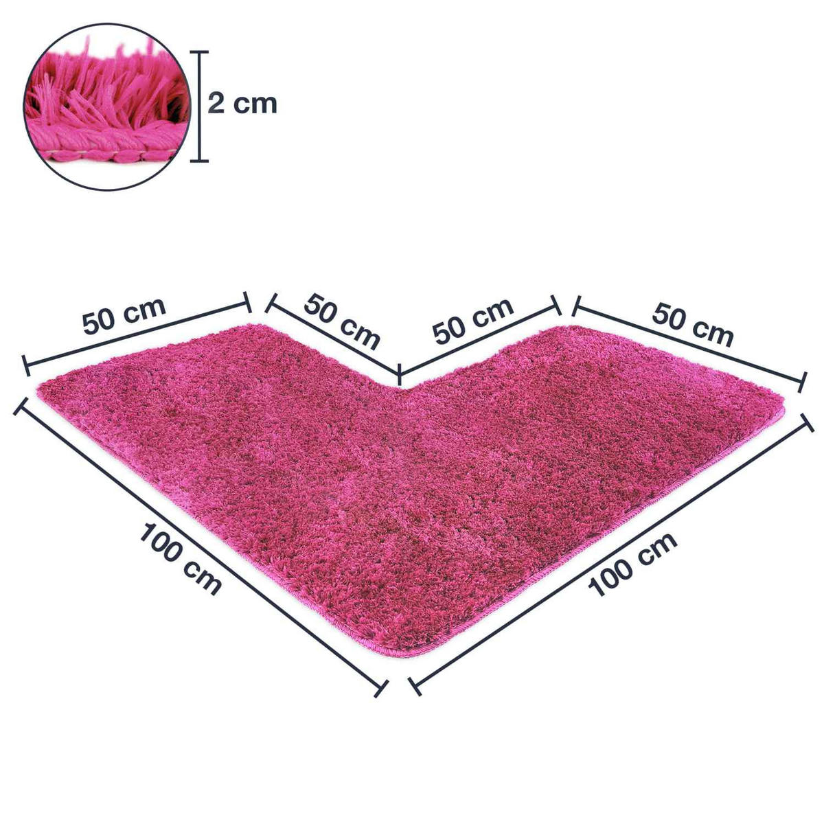 ECKBADEMATTE Florenz - Pink, Textil (100/100cm) - WohnDirect