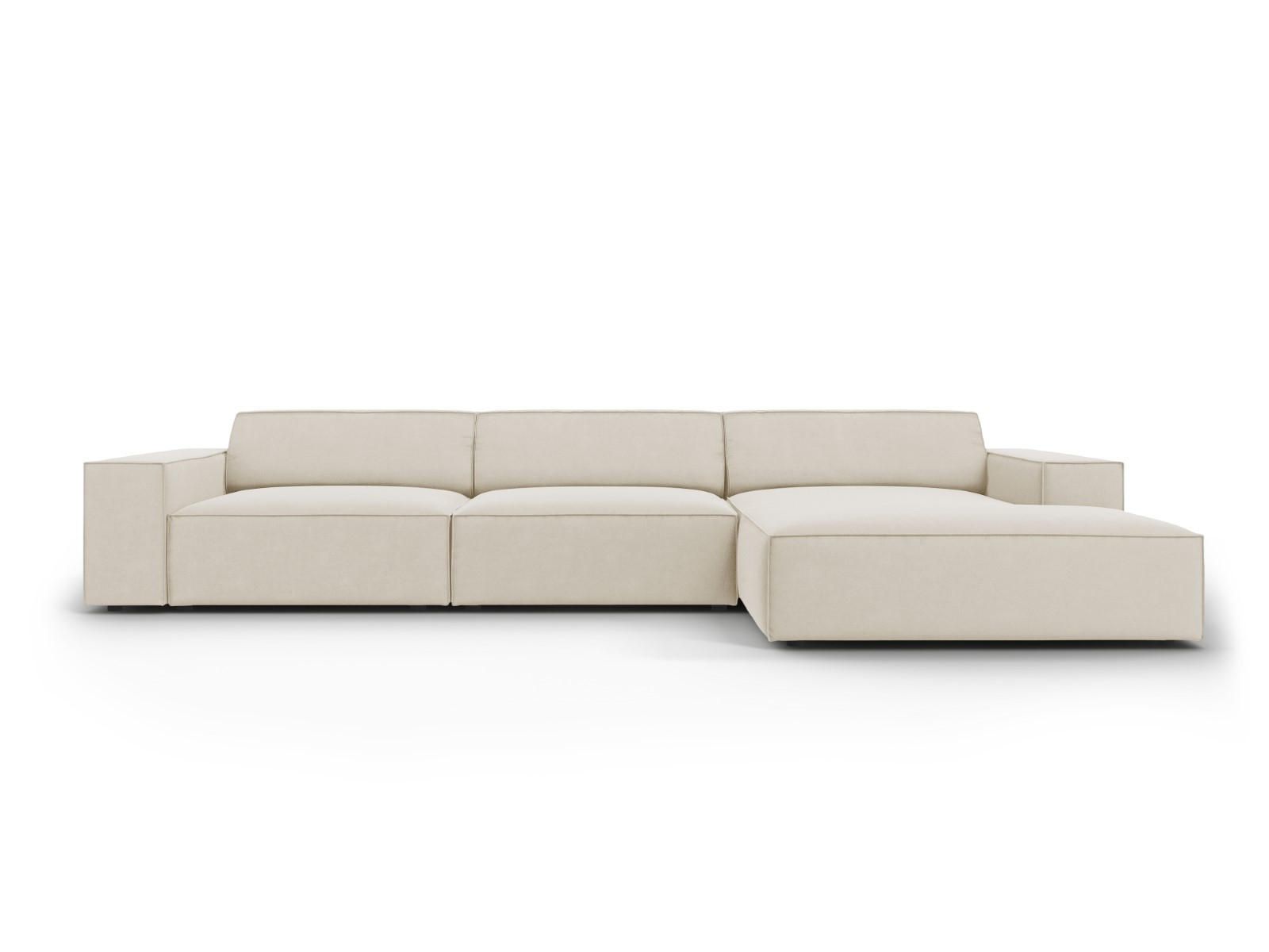 ECKSOFA rechts Jodie aus Samt dunkelbeige 4 Sitzplätze - Mokka, Textil (166/284cm) - Micadoni