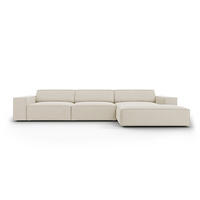 ECKSOFA rechts Jodie aus Samt dunkelbeige 4 Sitzplätze - Mokka, Textil (166/284cm) - Micadoni