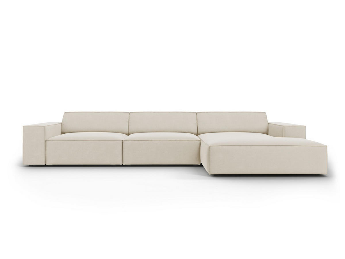 ECKSOFA rechts Jodie aus Samt dunkelbeige 4 Sitzplätze - Mokka, Textil (166/284cm) - Micadoni