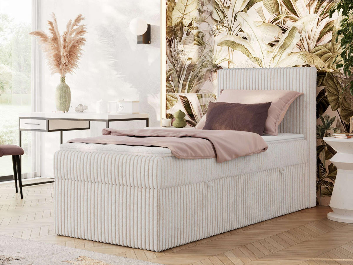 BOXBETT TILIANO 90/200 - Beige Cord - H3 - Rechts - Beige, Textil (90/200cm) - MKS