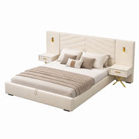 BETT mit Bettkasten und 2 Nachttischen 266 x 205 x 117 cm Beige-Weiß - Beige, Holzwerkstoff (160/200cm) - Beauniv