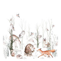FOTOTAPETE vintage Waldtiere 250 x 279 cm - Braun, Papier (250/279cm) - ESTAhome