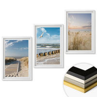 WANDBILDER 3er-Set - 40x60 cm Weißer Rahmen - Strand, Sand, Wellen, Himmel, Vögel - Weiß, Kunststoff (40/60cm) - ArtPrintCave
