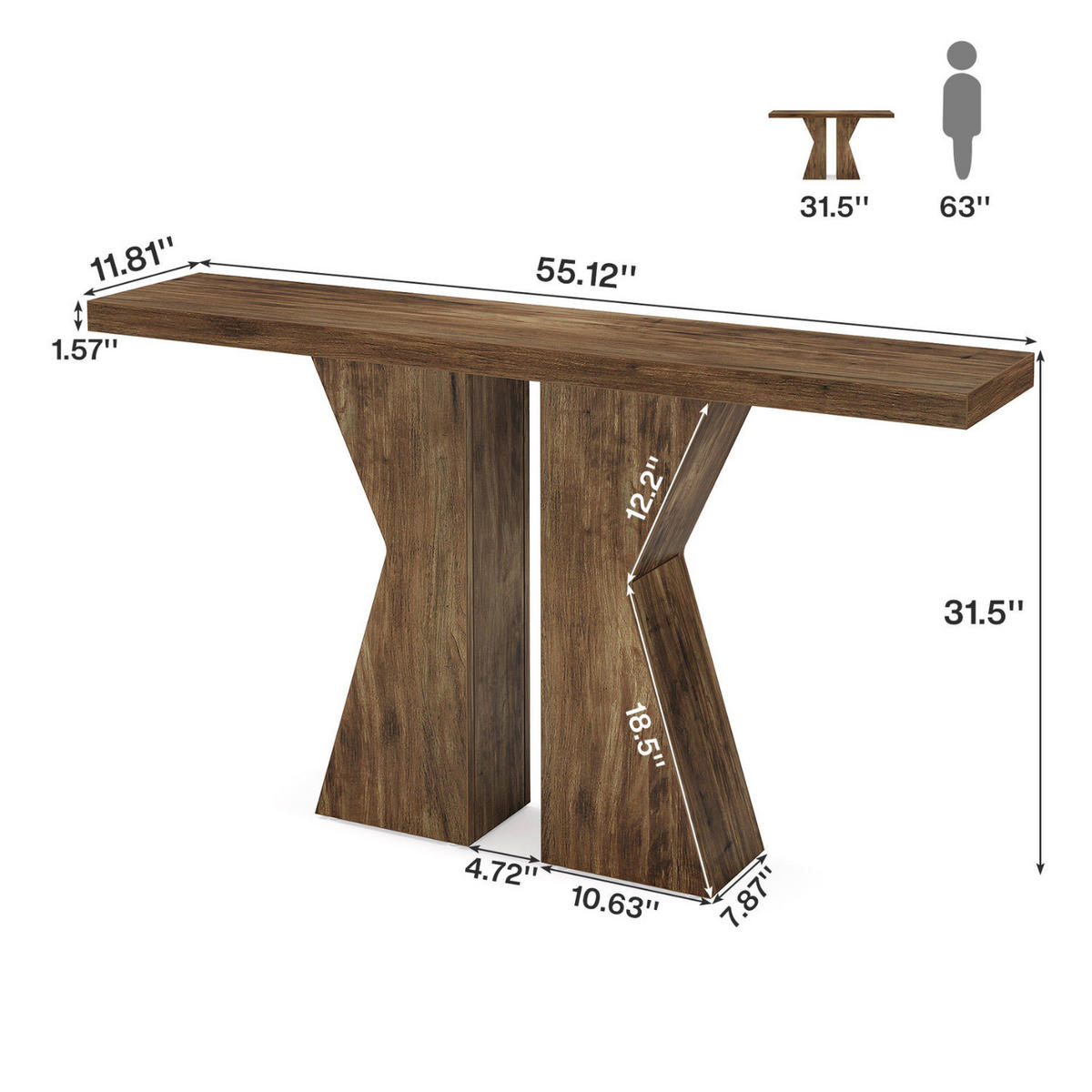 KONSOLENTISCH Holzoptik Braun Skulpturales Design 140×30×80 cm - Ahornfarben/Braun, Holzwerkstoff (30/140/80cm) - Quality Elegance