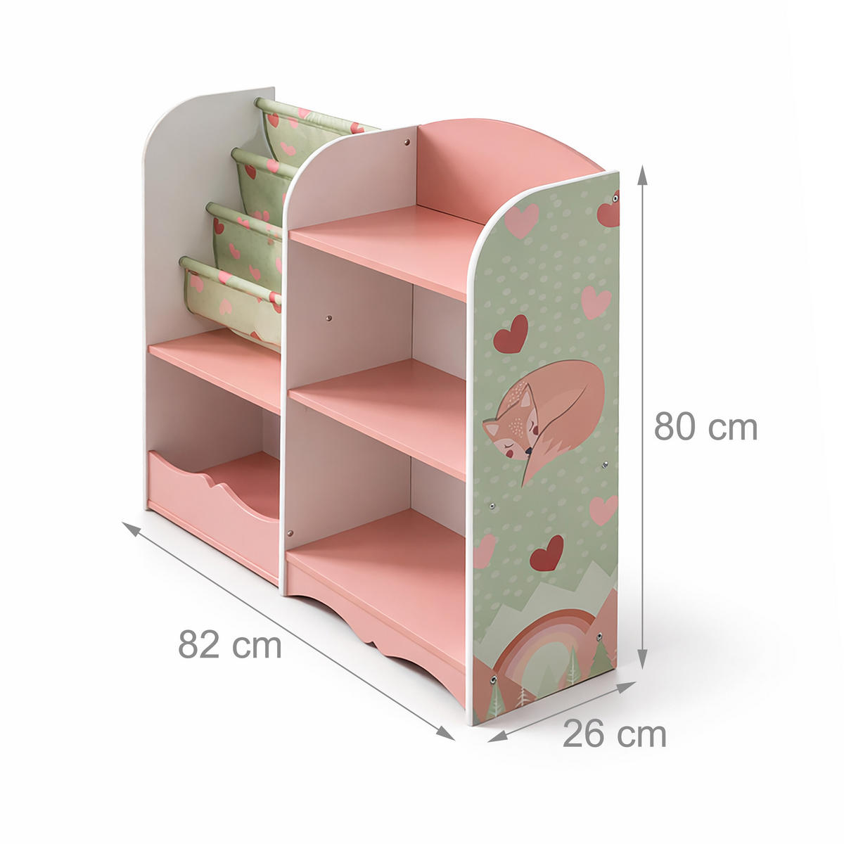 KINDERREGAL Rosa Grün Weiß 7 Fächer - Multicolor, Holz/Holzwerkstoff (82/80/26cm) - Relaxdays