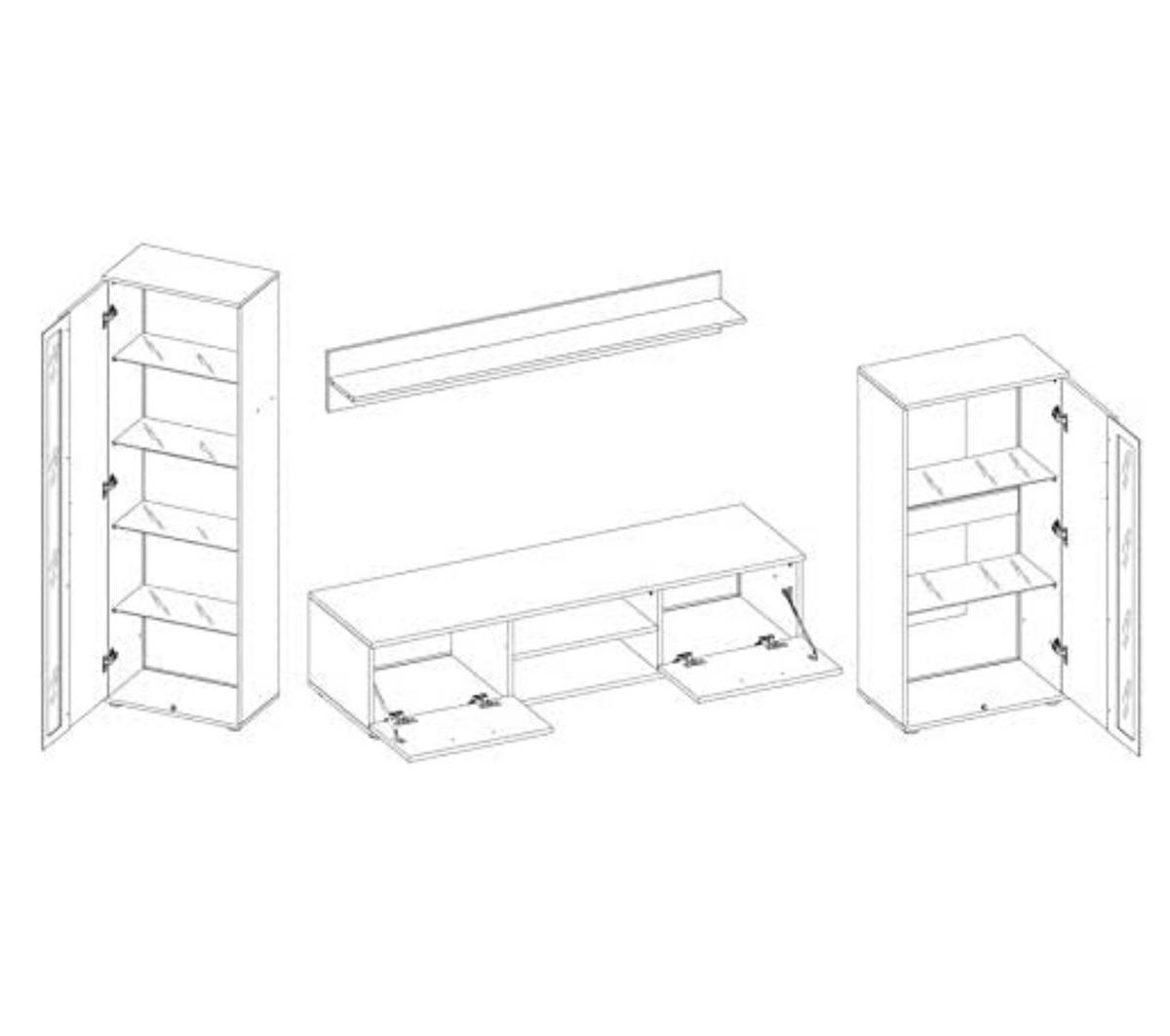 WOHNWAND 182/256/40 - Silberfarben/Weiß, Holz/Kunststoff (256/182/40cm) - Abiks Möbel