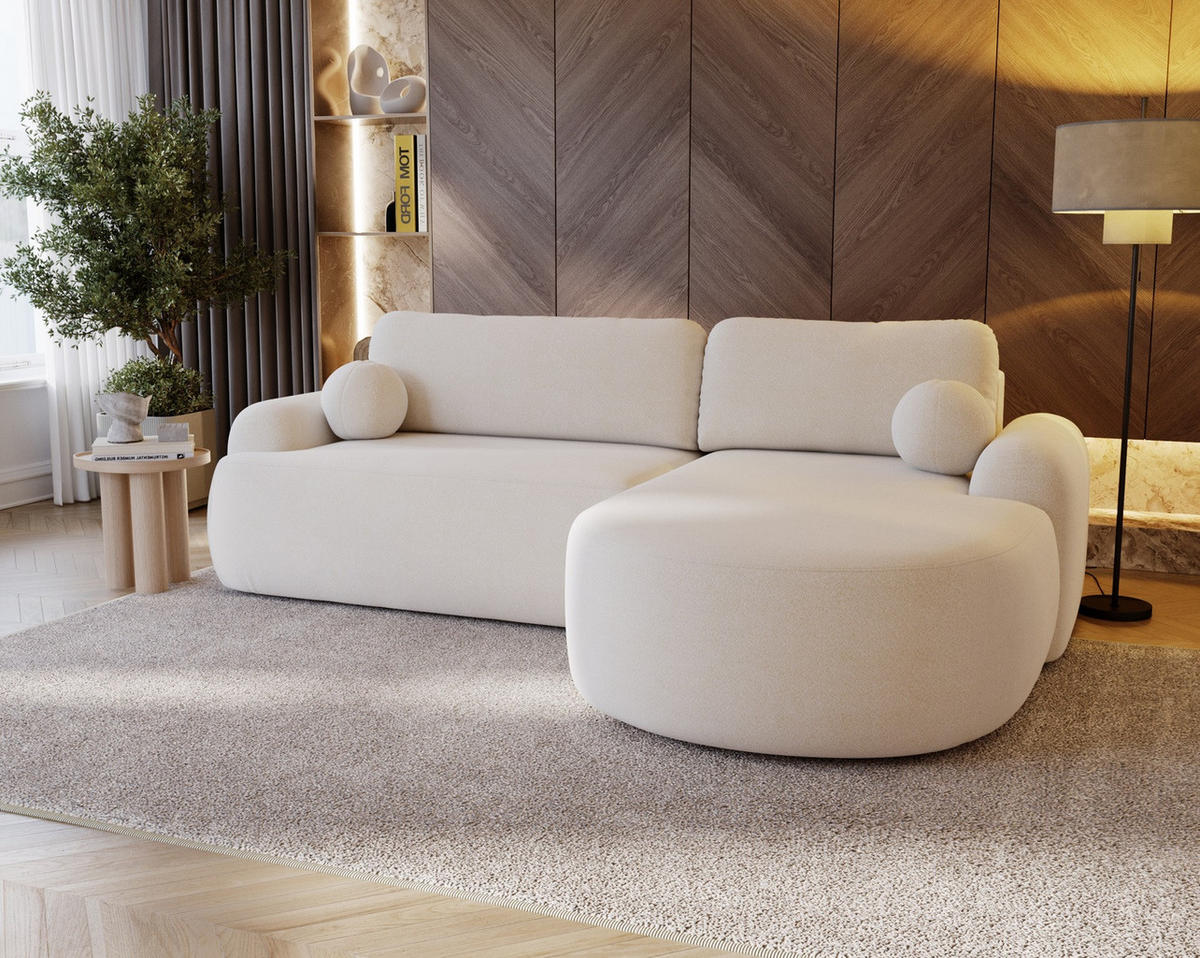 ECKSOFA DION ECRU L - Rechts - Ecru, Textil (261/177cm) - Luxkor24