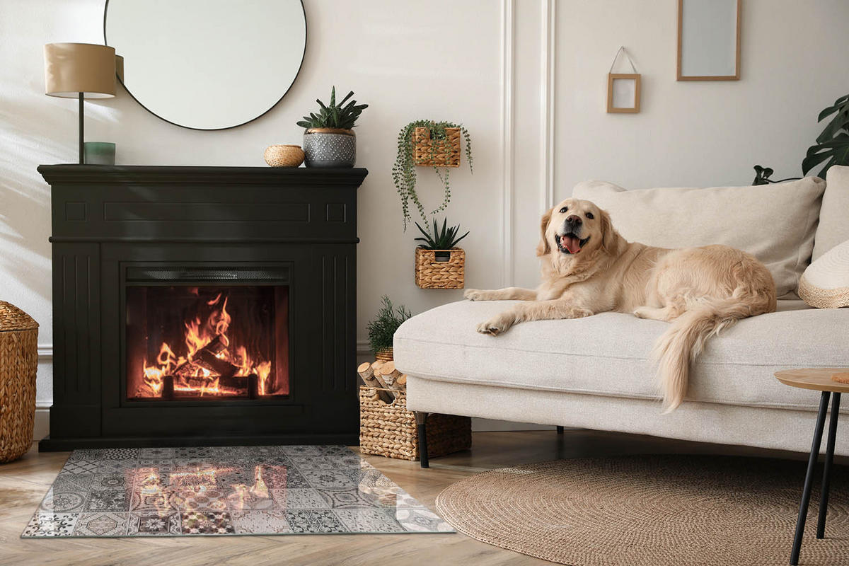 GLASPLATTE für Kamin 100x70 cm Schwarz - Schwarz, Glas (100/70/0.4cm) - ArtPrintCave