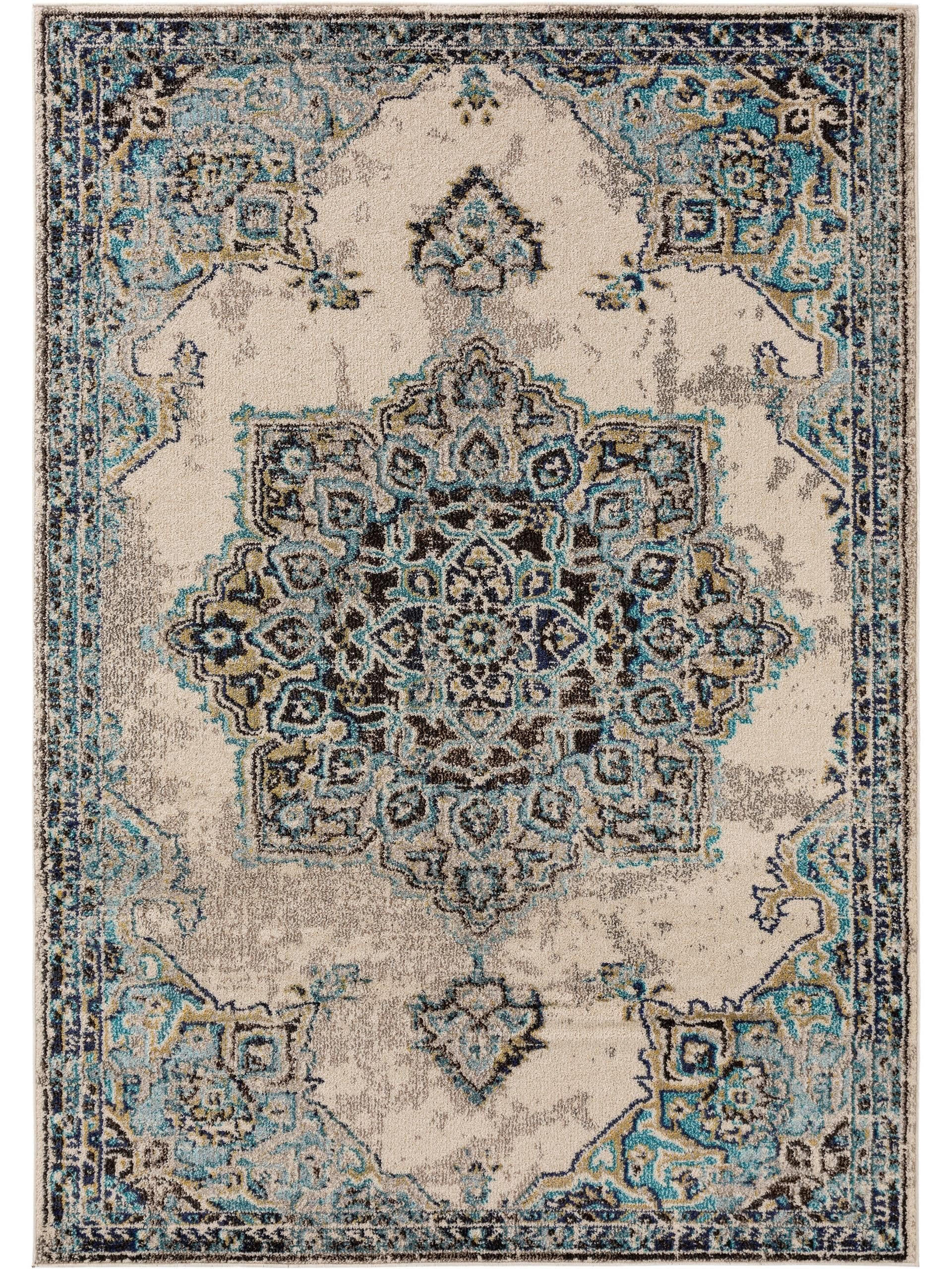 TEPPICH Casa Beige/Türkis 140x200 cm - Beige, Textil (140/200cm) - benuta Nest