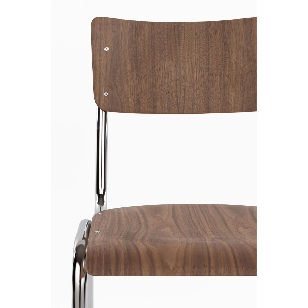 ESSZIMMERSTÜHLE Back to School Walnussfarben/Chroom - 4 er Set - Braun, Holz (43/83/47cm) - Zuiver