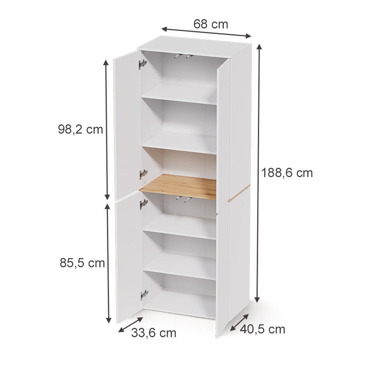 MEHRZWECKSCHRANK Viktor, Weiß/Artisan-Eiche, 68 x 188.6 cm mit 6 geschlossenen Fächern - Weiß/Eiche Artisan, Holzwerkstoff (68/188.6/40.5cm) - Vicco
