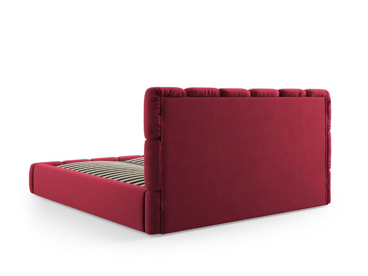 BETT mit Bettkasten und Kopfteil Bellis aus Samt rot 200x200cm - Rot, Textil (200/200cm) - Micadoni