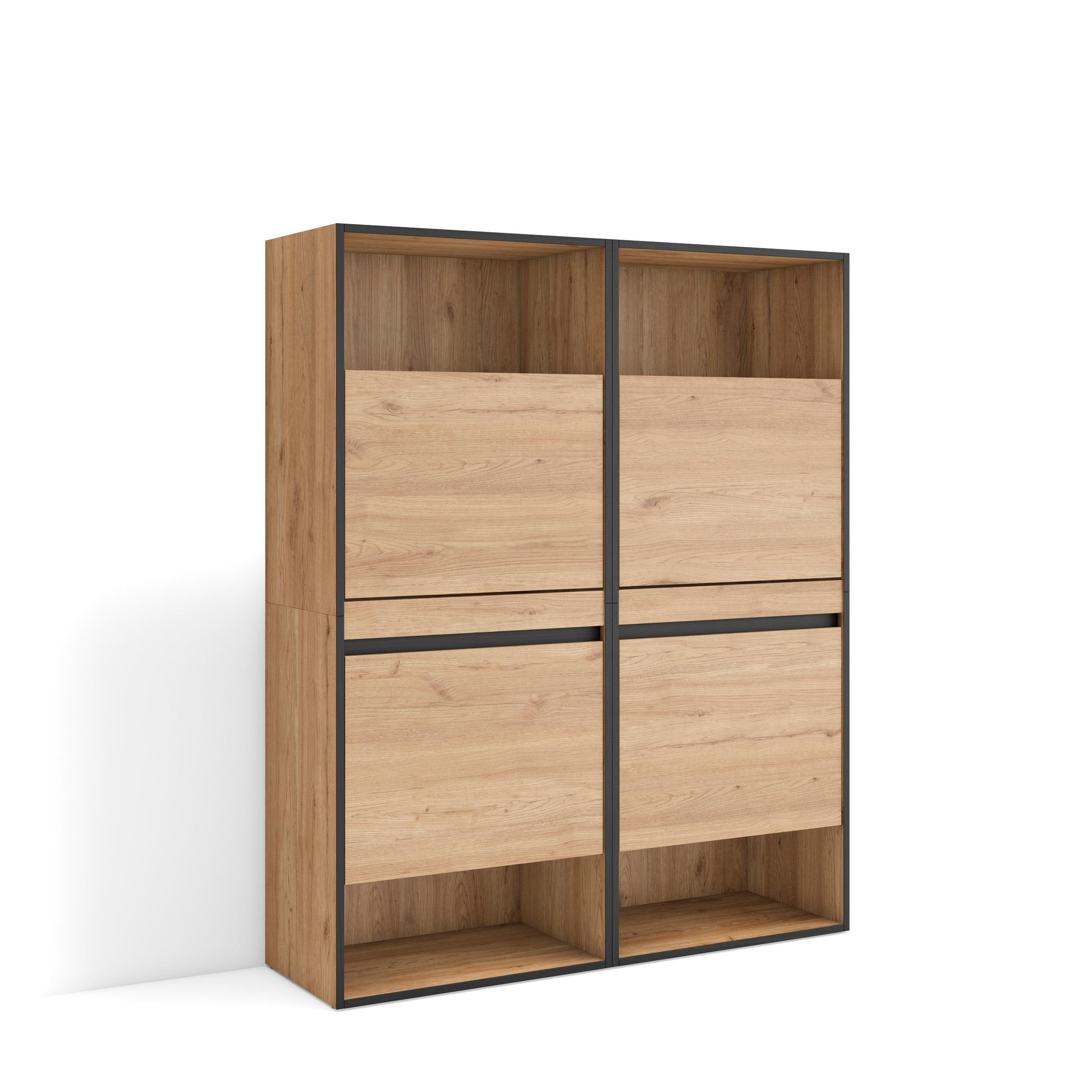 SCHUHREGAL, Schuhschrank, 120x35x145 cm, Schuh-Organizer, Eiche - Eichefarben, Holzwerkstoff (120/145/35cm) - Skraut Home