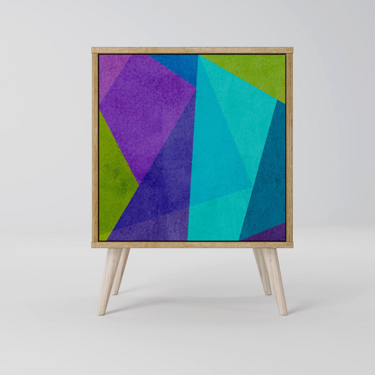 SIDEBOARD COLD SHOWCASE, Grau, 57,5x42x77,5 cm, Schräge Buchenholzfüße - Buchefarben/Multicolor, Holzwerkstoff/Buchenholz (57.5/77.5/42cm) - SpaceRebels