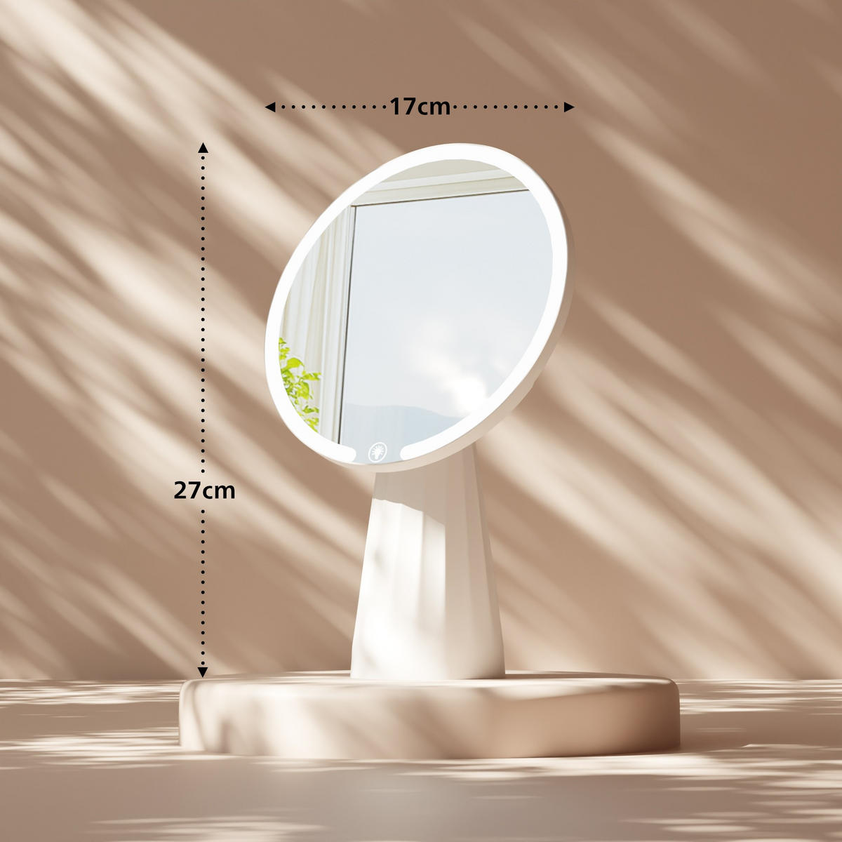 SCHMINKSPIEGEL rund 17 cm Glas Weiß - Weiß, Glas (17/27/17cm) - CLP