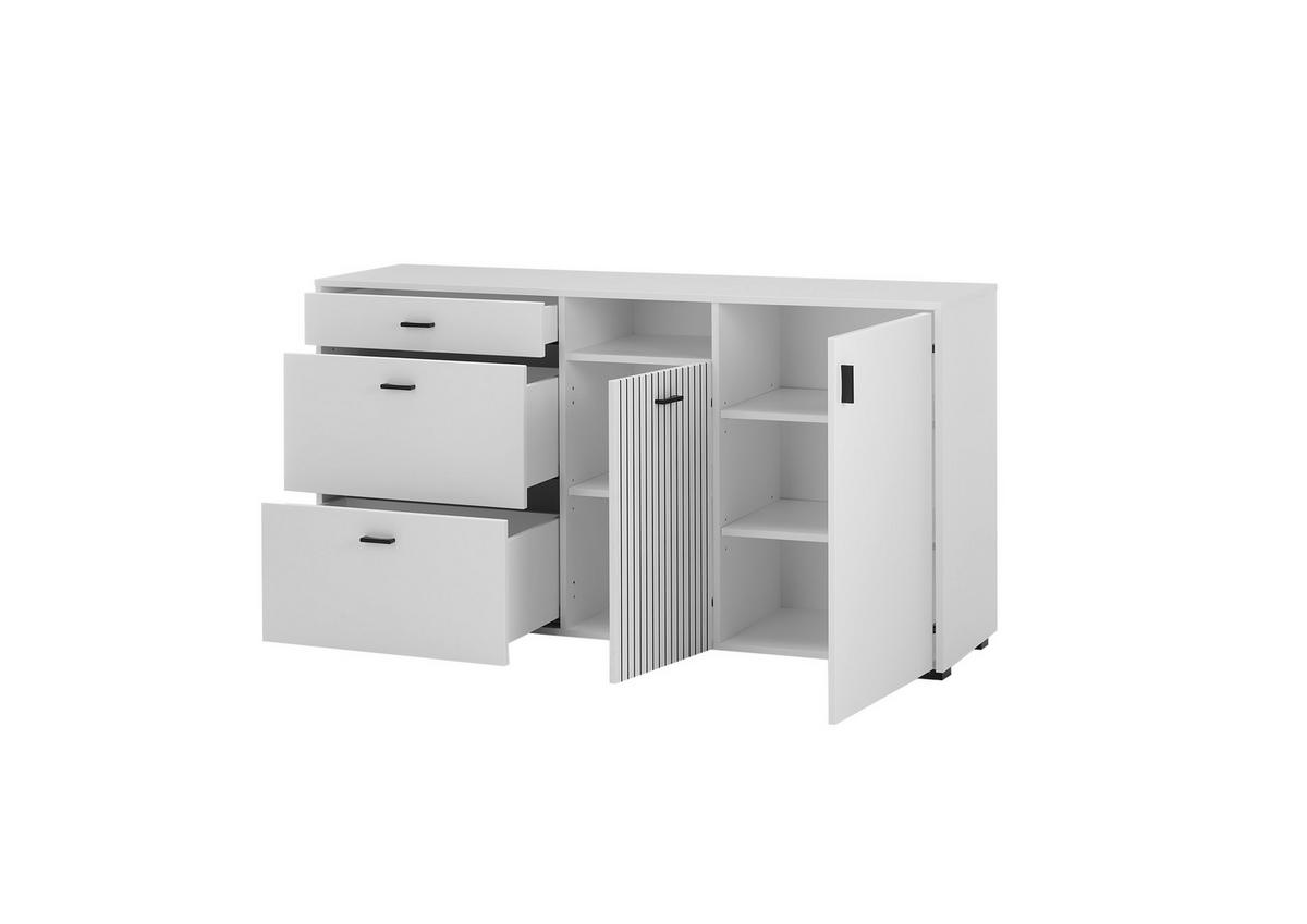 SIDEBOARD M17 Weiß Matt & Schwarz 150/80/42 cm schmal - Weiß, Holzwerkstoff (150/80/42cm) - Livojo