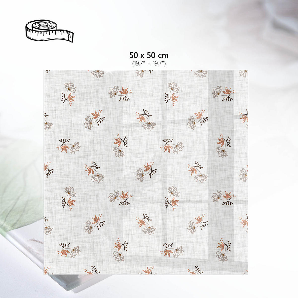 TISCHPLATTE 50x50 cm – Pflanzenmuster - Grau, Glas (50/50/0.4cm) - Wallfluent