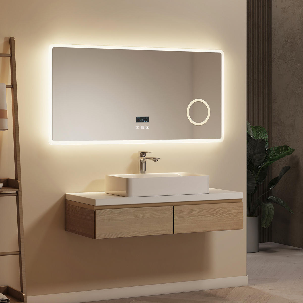 OGLINDA de baie cu LED-uri 100/60 cm - transparent, sticlă (100/60/3.5cm) - EMKE