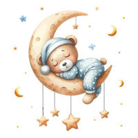 WANDAUFKLEBER 60x79cm - Schlafender Bär - Multicolor, Kunststoff (60/79/0.1cm) - Wallfluent