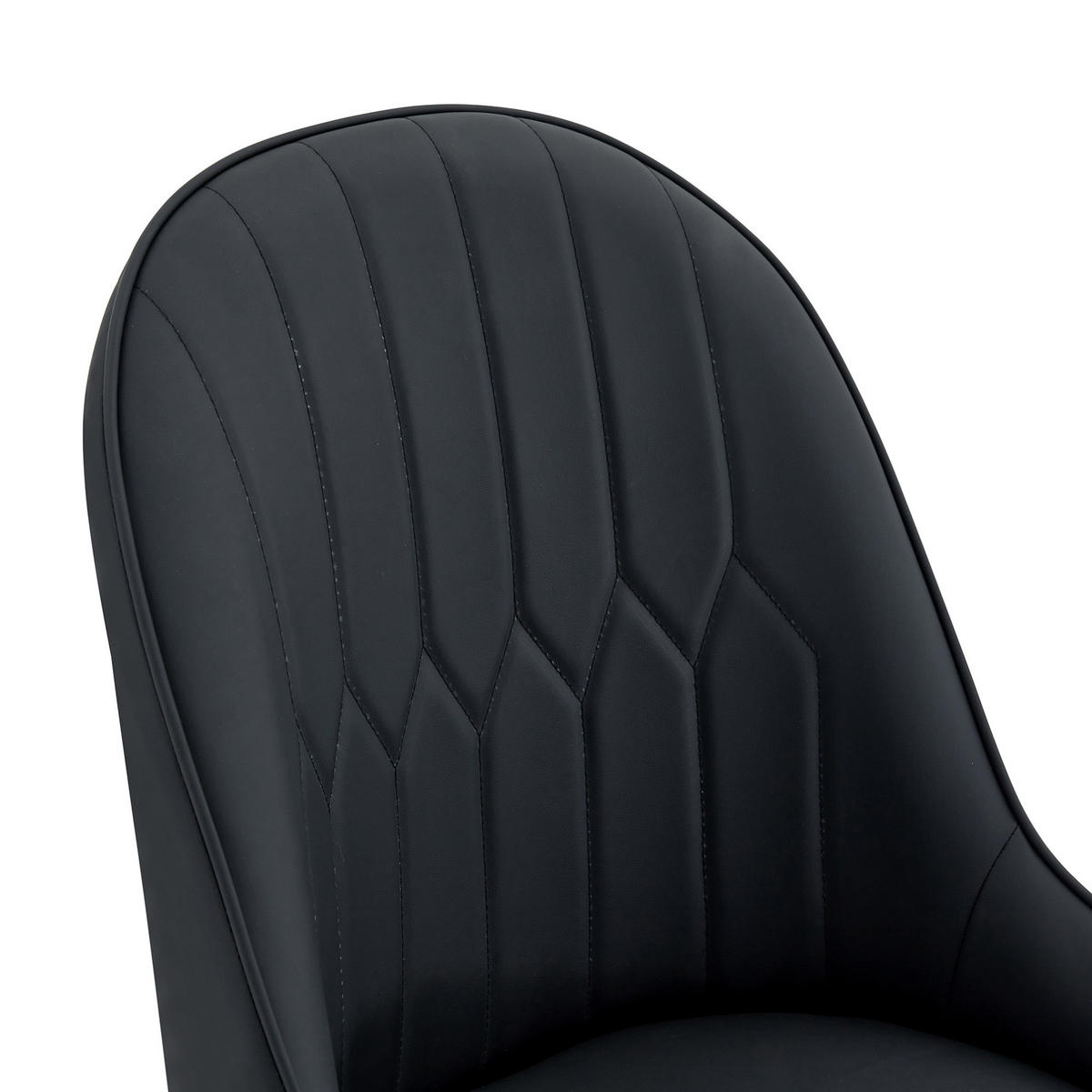 STUHL 2er-Set mit Blitz-Rückenlehne 91 cm Metall PU-Leder Schwarz - Schwarz, Metall (44/91/47.3cm) - Meubliv