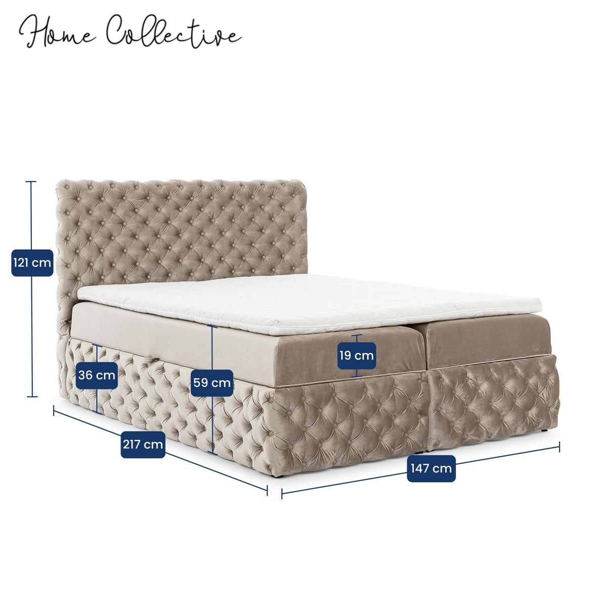 BOXBETT mit zwei Stauraum 140x200 cm in Hellbeige - Beige, Textil (140/200cm) - Home Collective