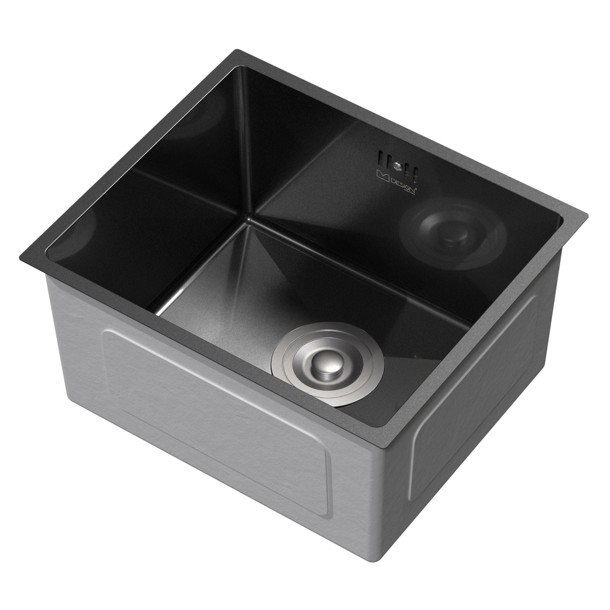 SPÜLBECKEN aus Edelstahl 34x40 cm Anthrazit mit Siphon - Anthrazit, Metall (34/20/40cm) - ML-DESIGN