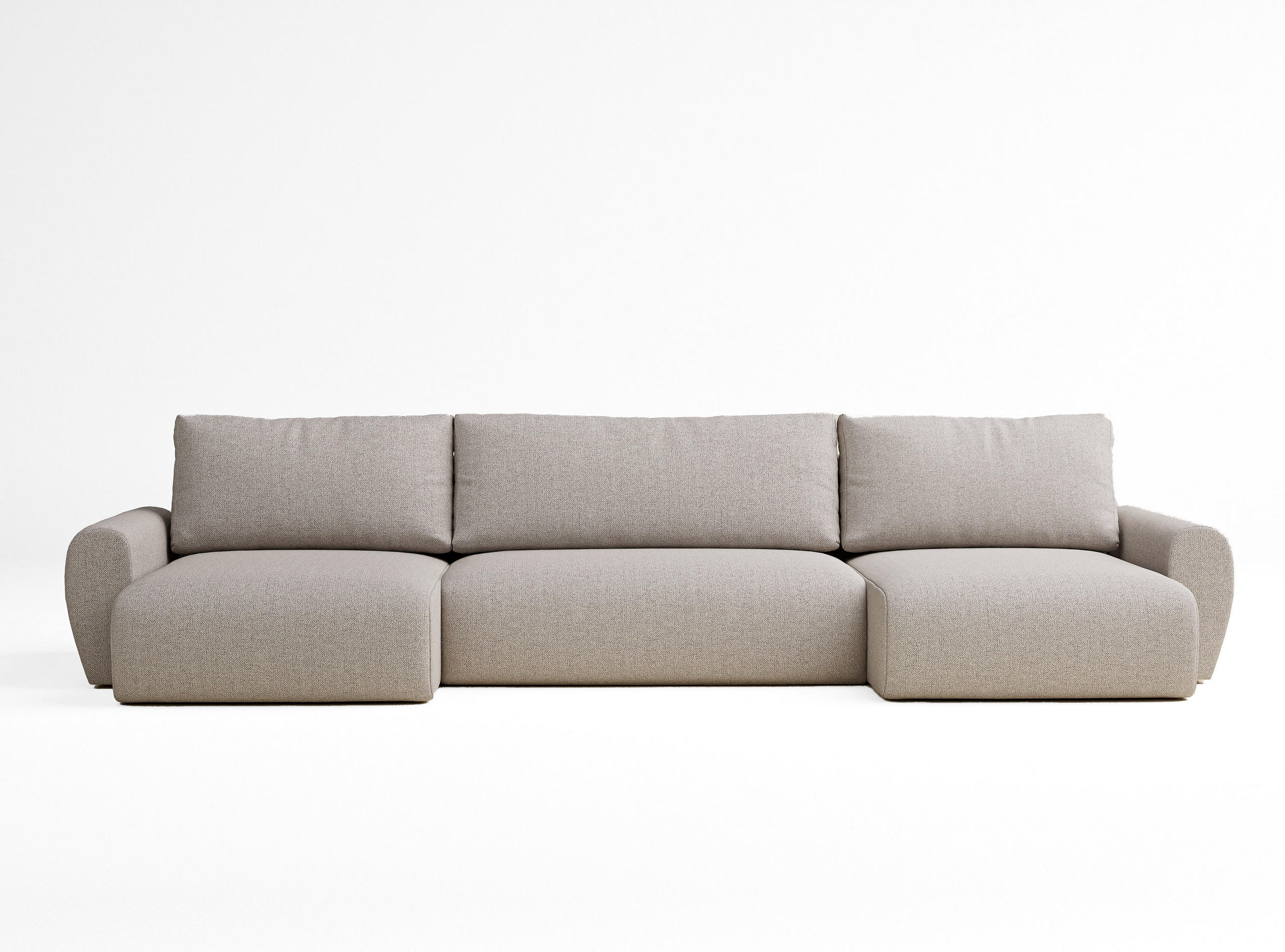 WOHNLANDSCHAFT MIT SCHLAFFUNKTION Numba Beige Webstoff - Schwarz/Grau, Holz/Holzwerkstoff (397/70/153cm) - Maison de Reve