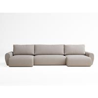 WOHNLANDSCHAFT MIT SCHLAFFUNKTION Numba Beige Webstoff - Schwarz/Grau, Holz/Holzwerkstoff (397/70/153cm) - Maison de Reve