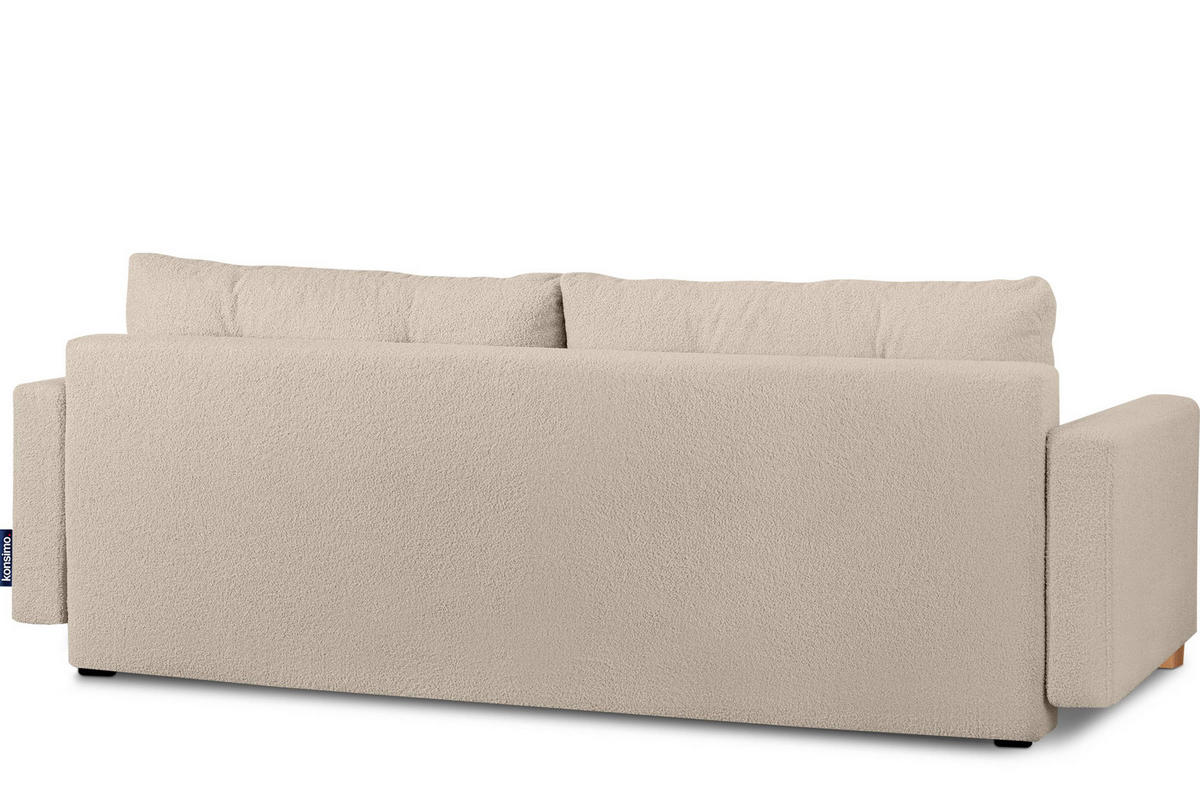 3-SITZER-SCHLAFSOFA ERISO mit weiche Sitzfläche und hohe Rückenlehne, Bouclé-Stoff, Creme - Creme/Braun, Textil (220/80/100cm) - KONSIMO®