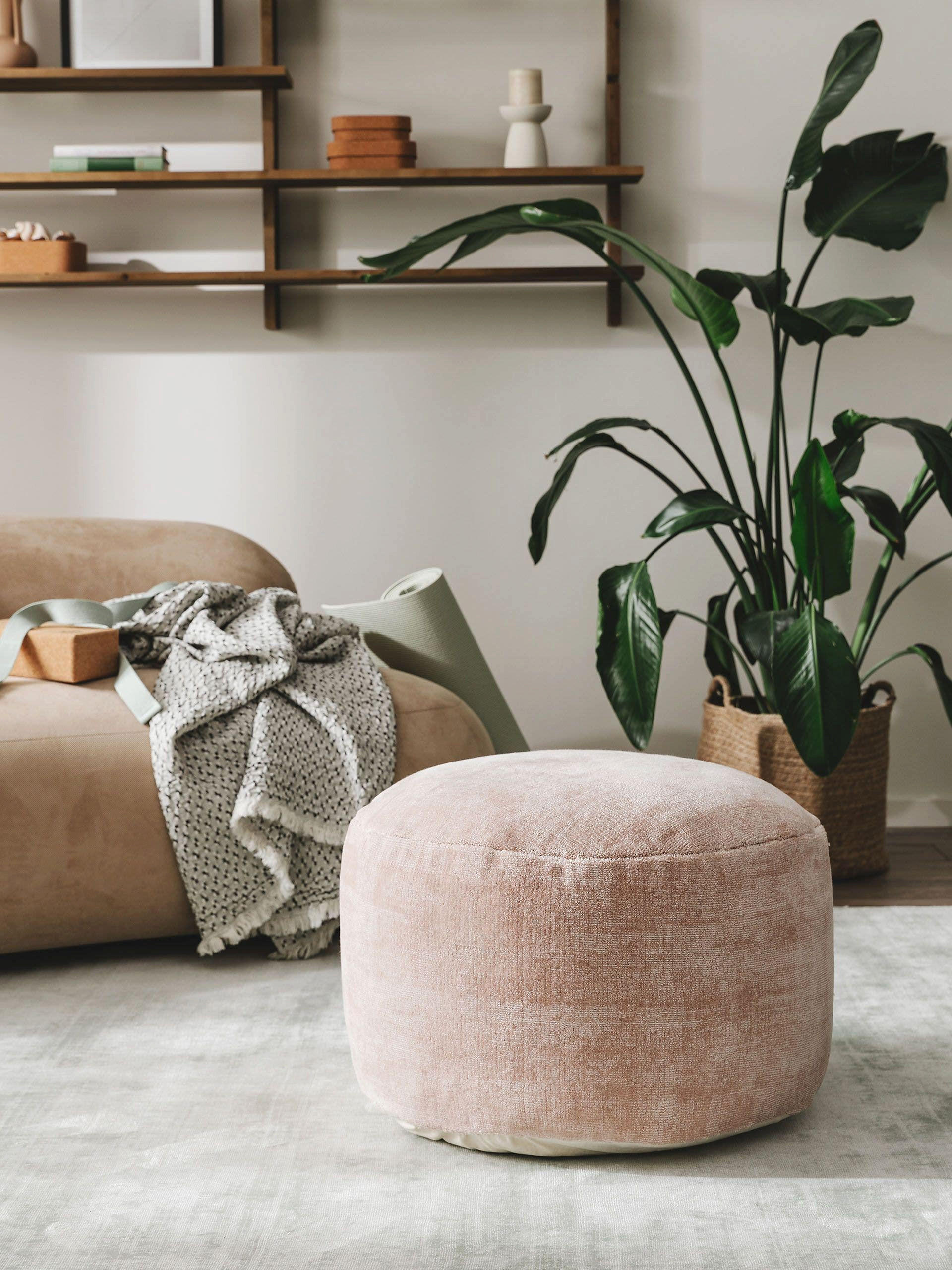 POUF Nova Rosa 55x55x30 cm - Rosa, Textil (55/30/55cm) - benuta Pure