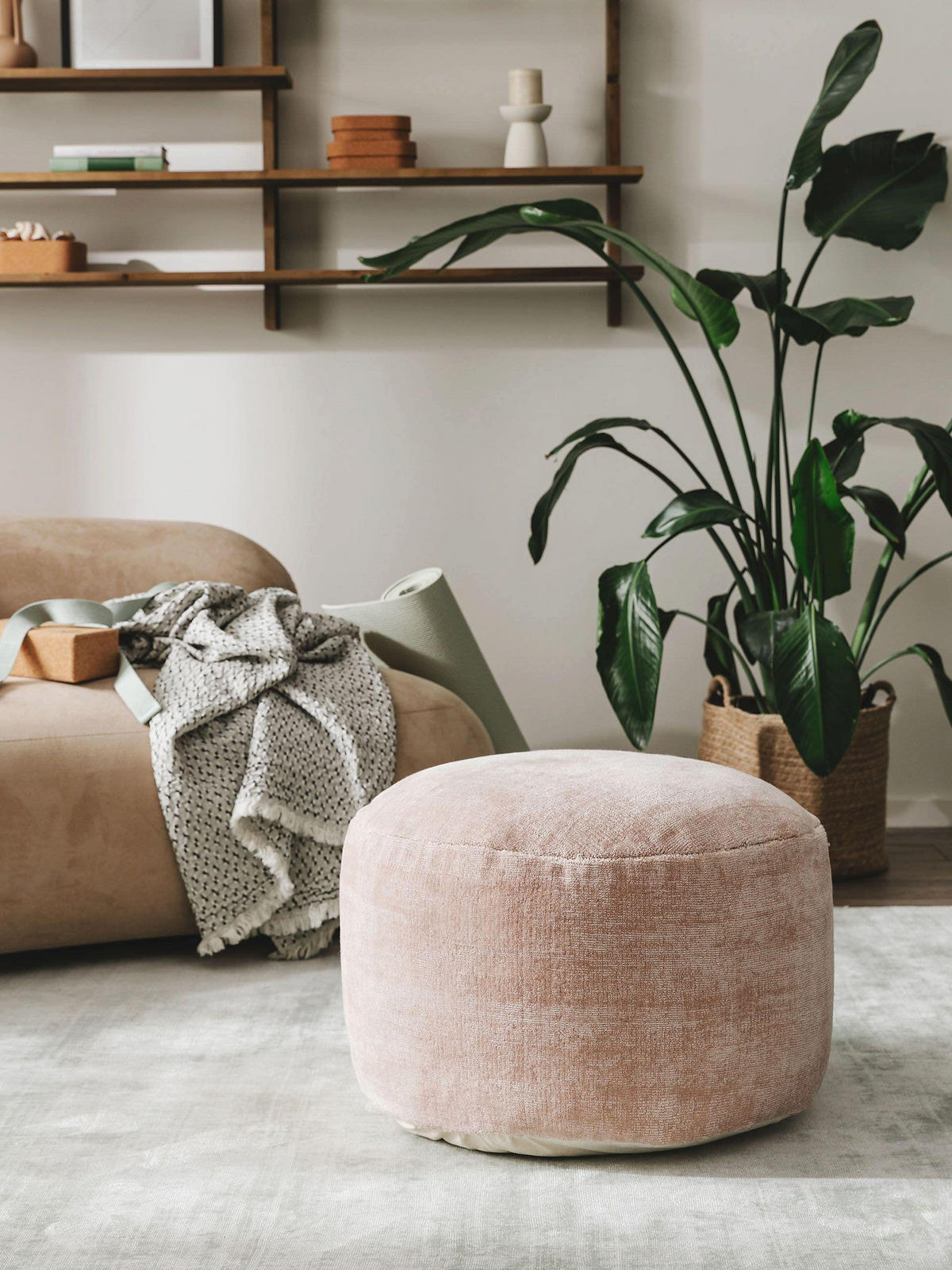 POUF Nova Rosa 55x55x30 cm - Rosa, Textil (55/30/55cm) - benuta Pure