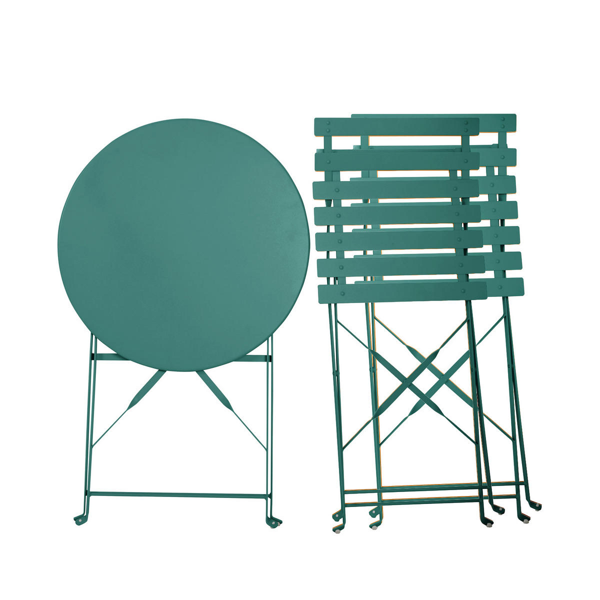 BISTRO-SET BERLIN Metall Dunkelgrün - Dunkelgrün, Metall - SVITA