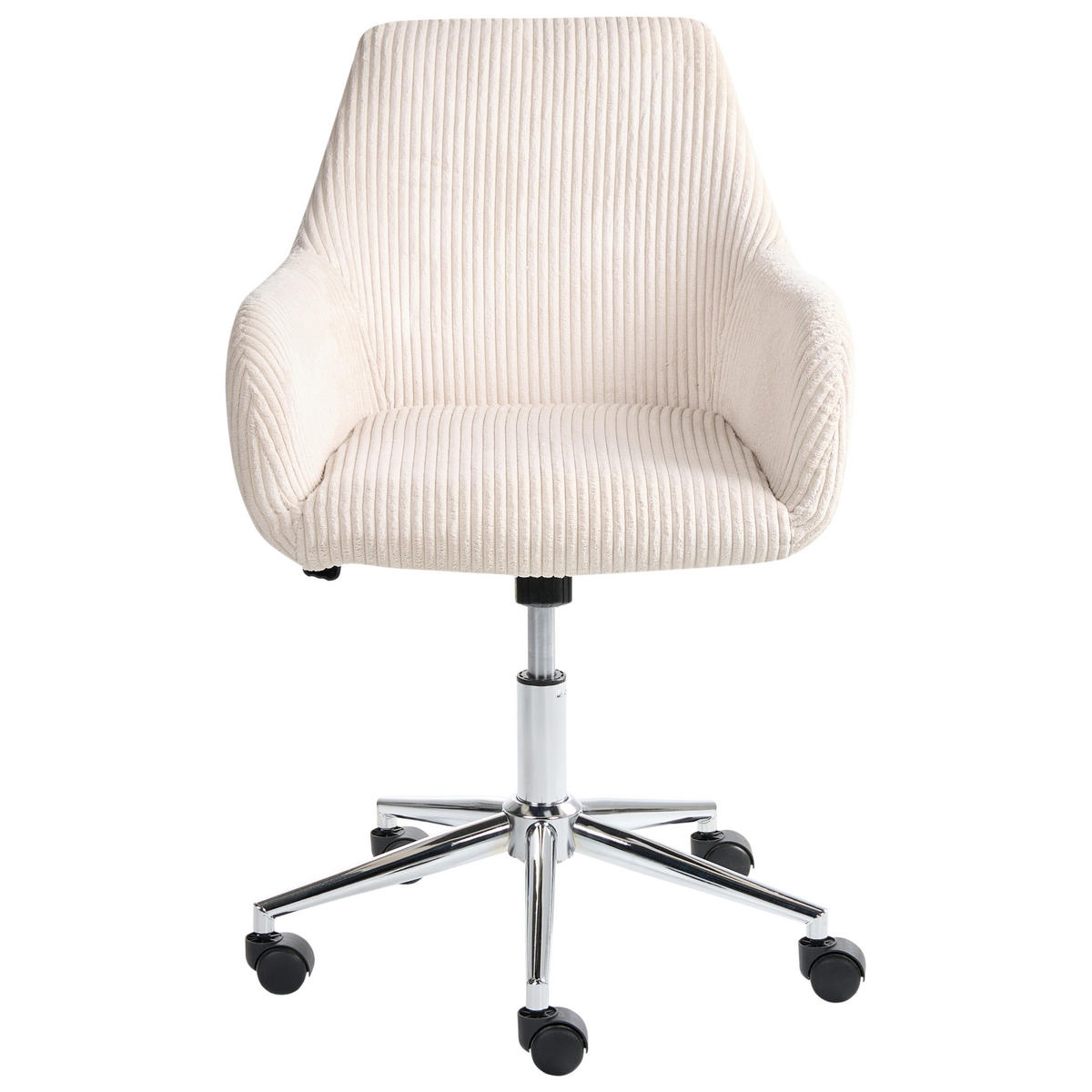 BÜROSTUHL Cord Hellbeige Wellston - Beige/Silberfarben, Textil/Metall (55/80/55cm) - Beliani