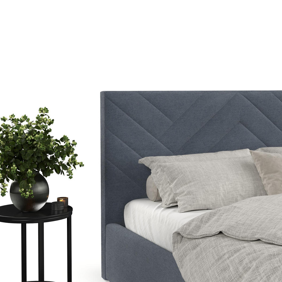 POLSTERBETT Arco 160/200 cm Blau im Asti Stoff - Blau/Schwarz, Holz/Holzwerkstoff (160/200cm) - AltaBeds