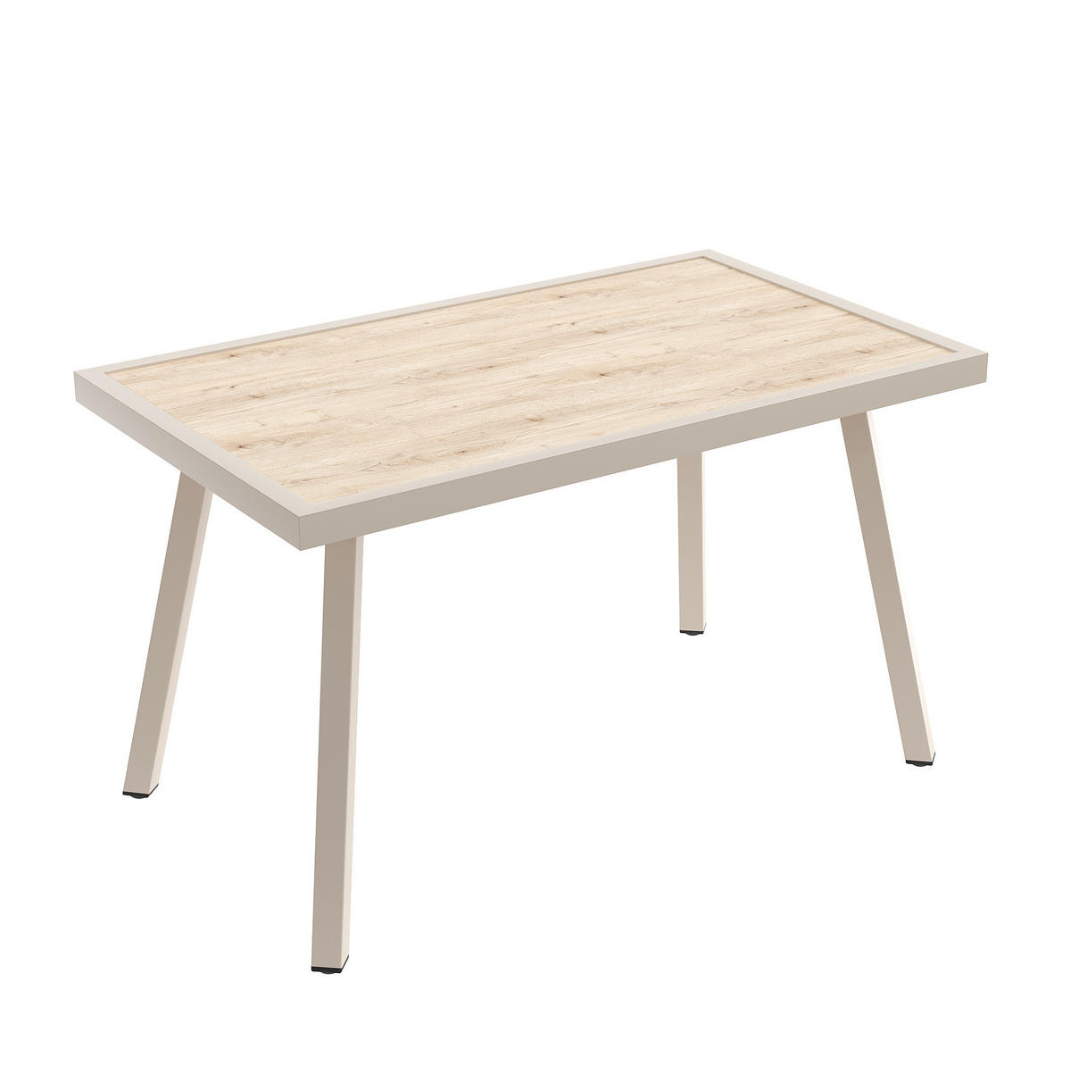 GARTEN-LOUNGE-SET für 7 Personen mit Stahlrahmen & Coffeetable Glas in Holzoptik, 173,5/65/62,5 cm, Beige - Beige, Metall - Redom