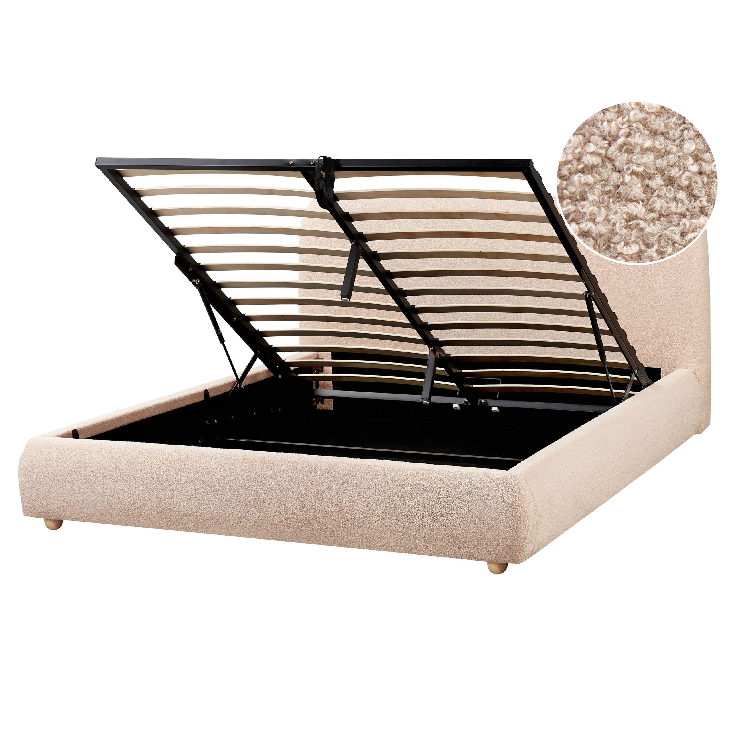 BETT mit Stauraum 160x200 cm Beige Blagnac - Beige, Textil (160/200cm) - Beliani