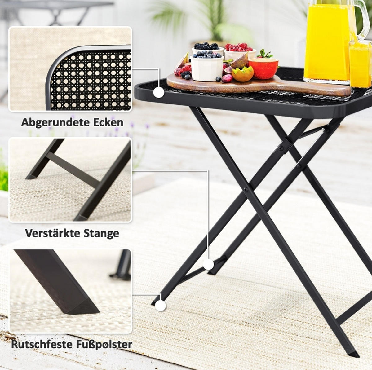 LOUNGETISCH 70/70/72 cm Schwarz aus Stahl klappbar - Schwarz, Metall (70/70/72cm) - OKMYHOME