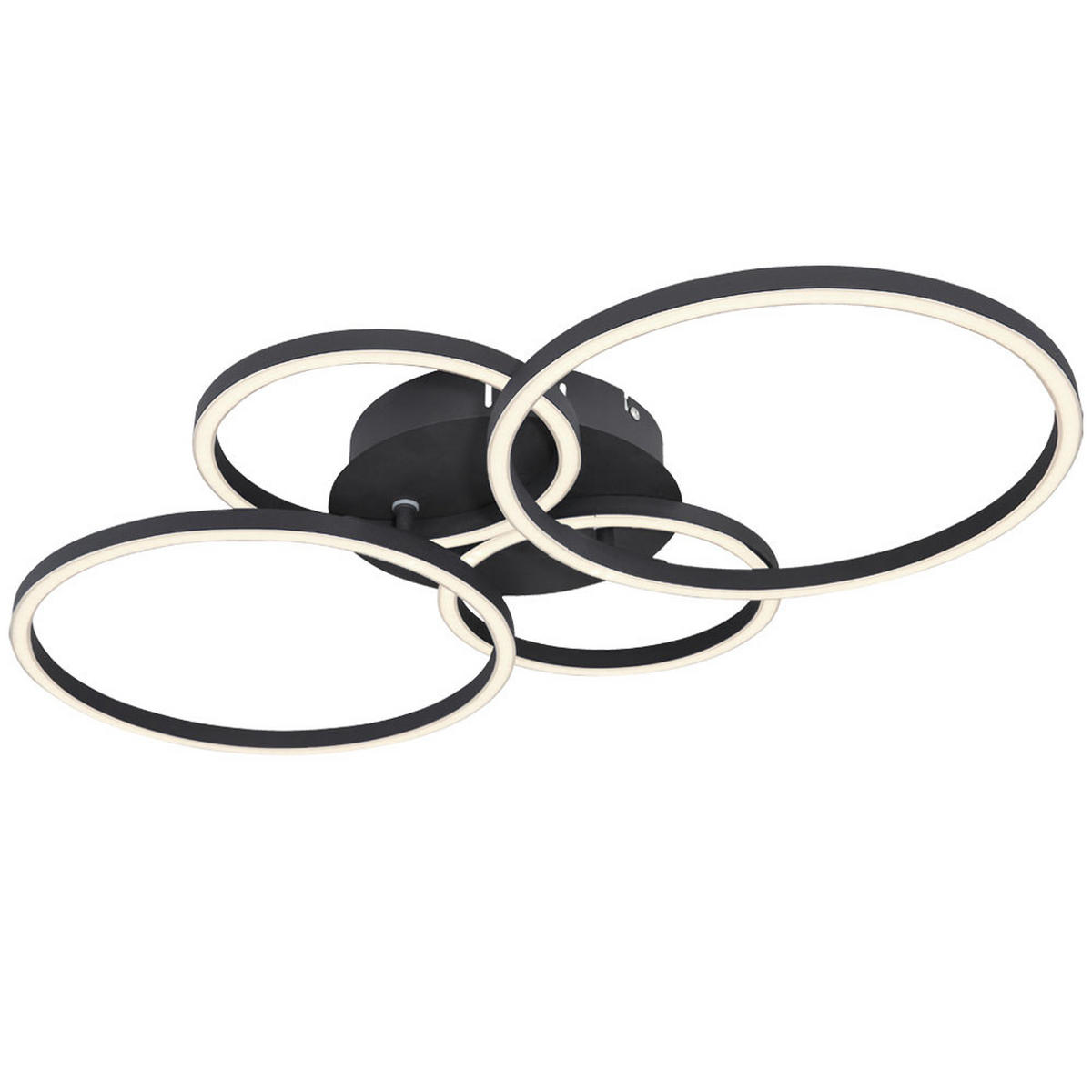 LED DECKENLEUCHTE Ring Design Schwarz Matt - Schwarz, Metall (65.5/40.6/7.5cm) - Globo Lighting