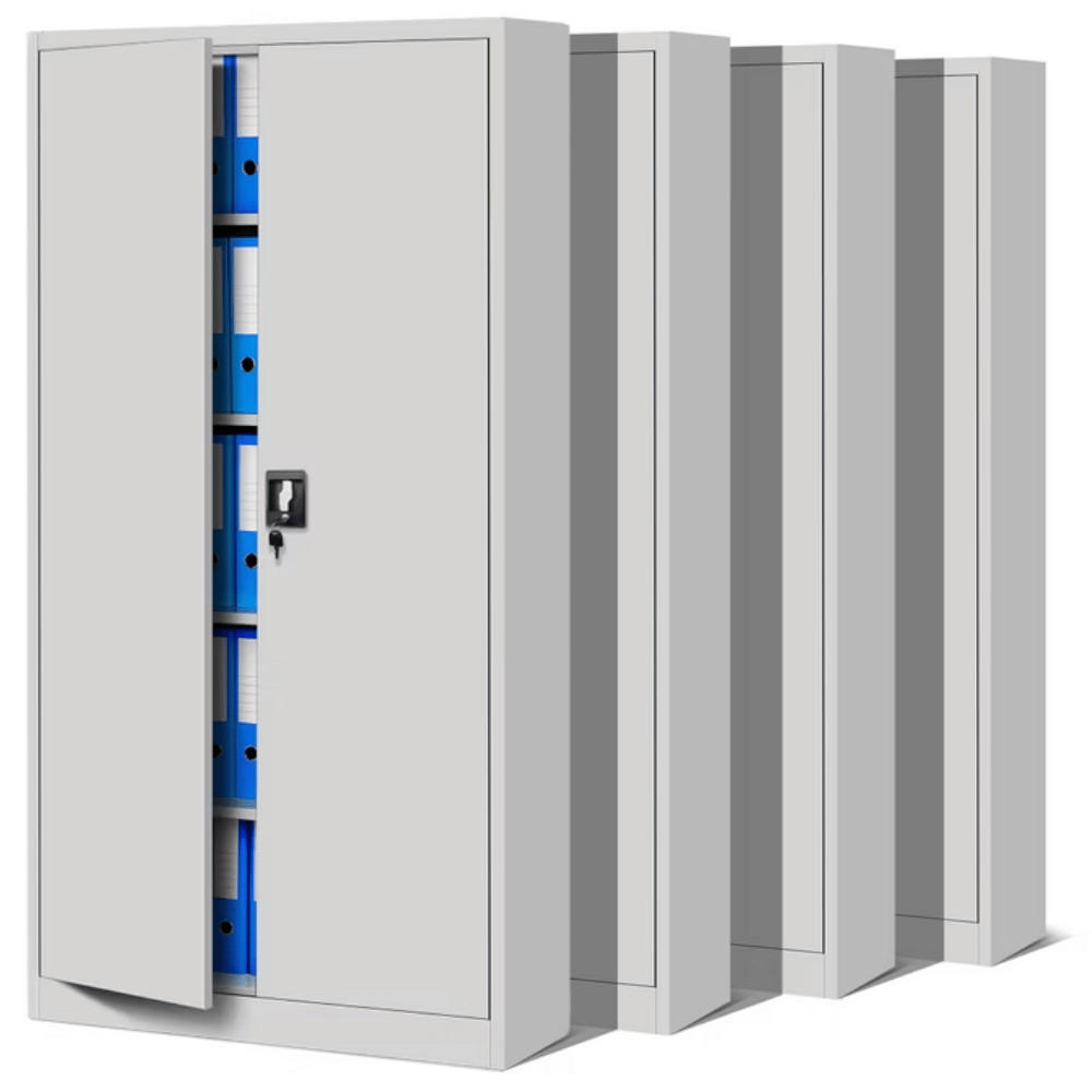 AKTENSCHRANK abschließbar 4er Set KADO 185x90x40cm Grau - Grau, Metall (90/185/40cm) - DELUKE
