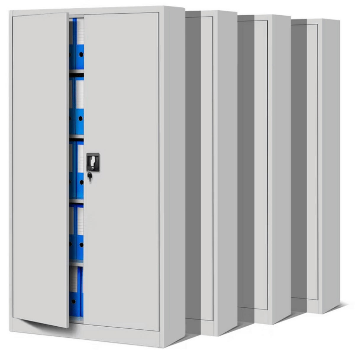 AKTENSCHRANK abschließbar 4er Set KADO 185x90x40cm Grau - Grau, Metall (90/185/40cm) - DELUKE